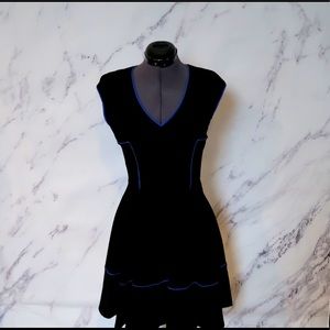 Macy’s Skater Dress Black/Blue Detail Sz M
